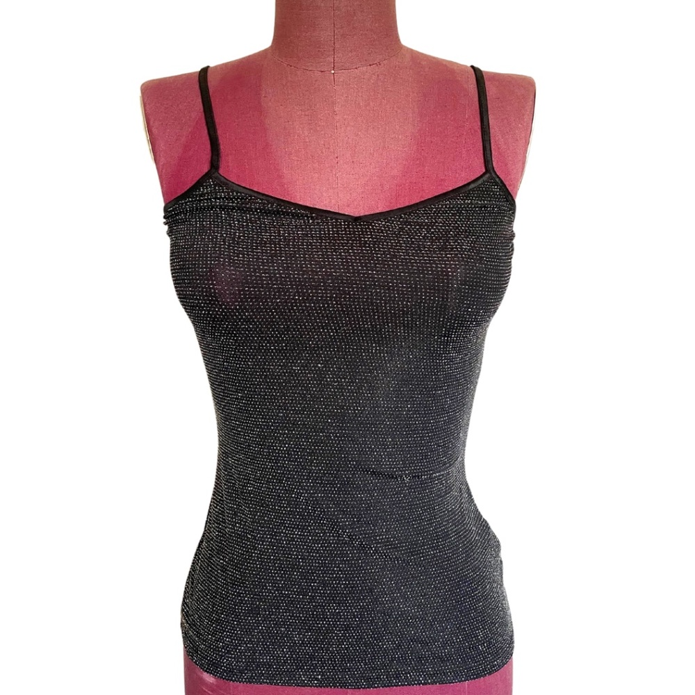Express Black Stretchy Silver Sparkle Tank Top - Size Small - Medium